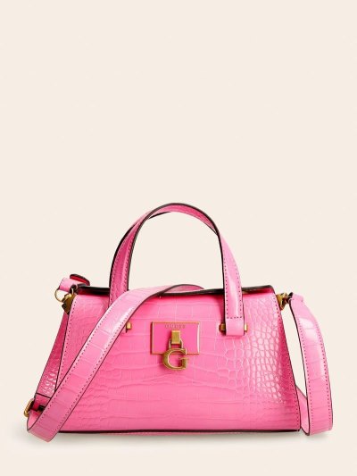 Női Guess Stephi Croc Print Mini Kézitáska Rózsaszín | HU-535106