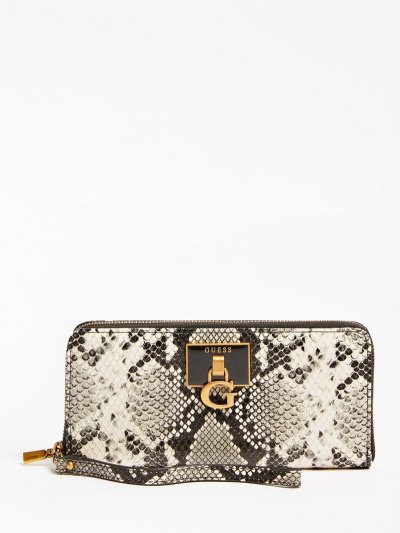 Női Guess Stephi Python Print Maxi Pénztárca Fekete | HU-258393