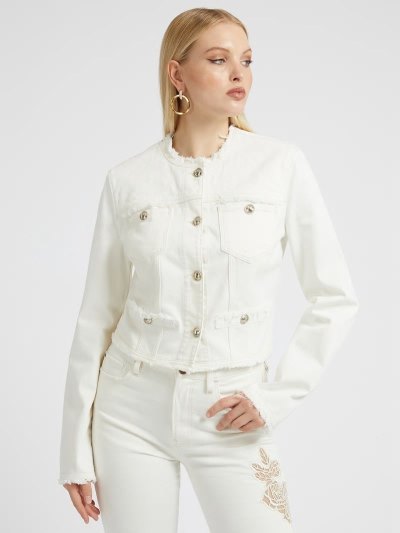 Női Guess Steppelt Farmer Dzsekik Fehér | HU-710627