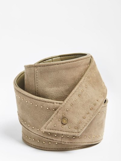 Női Guess Studs Faux Velúr Belt Öv Világos Barna | HU-630974