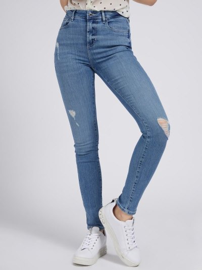 Női Guess Super Stretch Sovány Fit Ruházat Kék | HU-271362