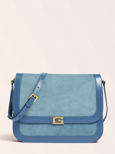 Női Guess Thea Luxe Real Bőr Crossbody Táska Kék | HU-988919