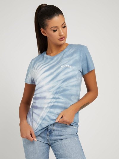 Női Guess Tie-dye Póló Kék | HU-790180