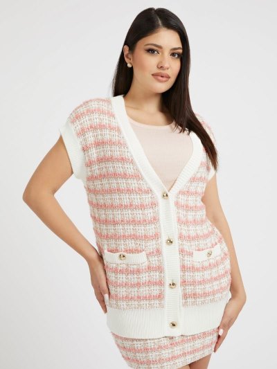 Női Guess Tweed Effect Pulóver Kardigán Narancssárga | HU-081515