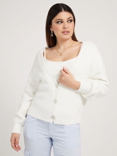 Női Guess Viscose Bland Kardigán Fehér | HU-083210