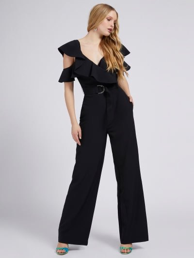Női Guess Volant Palazzo Jumpsuit Fekete | HU-907782