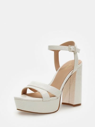 Női Guess Zelina Croc-print Szandál Bézs | HU-944903