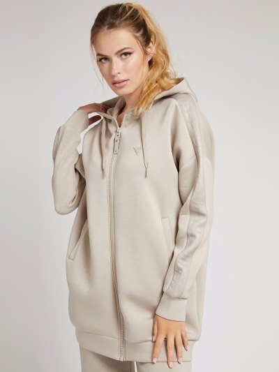 Női Guess Zip Rögzítő Pulóverek Bézs | HU-790427