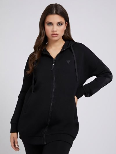 Női Guess Zip Rögzítő Pulóverek Fekete | HU-050680